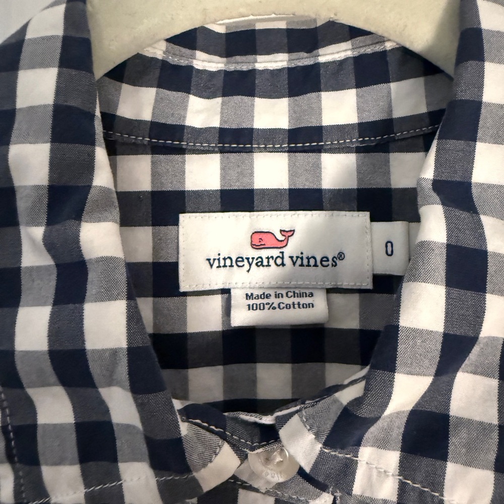 Vineyard Vines Women’s Navy and White Gingham Button Down Size 0